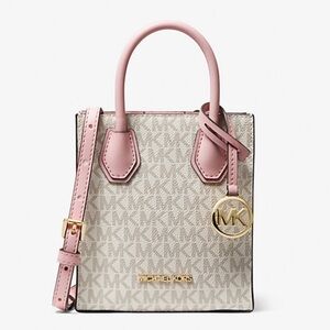 👜 Michael Kors Mercer XS Logo & Leather Crossbody Bag – Pink 👜